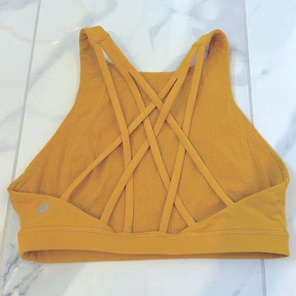 Lululemon Free To Be Serene High Neck Yellow Honey Lemon Sports Bra Women’s 4 - Picture 2 of 10